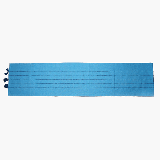 SUR LA TABLE Table Runner Fabric Stripes With Tassle Blue With Multiple Size Variations
