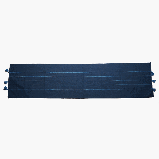 SUR LA TABLE Table Runner Fabric Stripe With Tassle Denim Blue With Multiple Size Variations