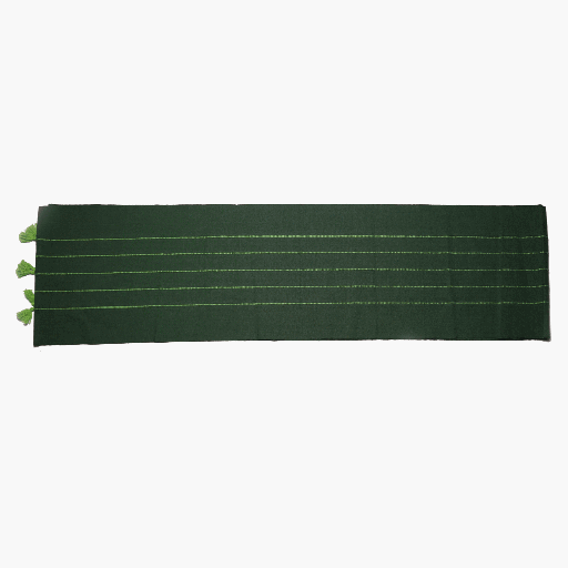 SUR LA TABLE Table Runner Fabric Stripe With Tassle Hunter Green Stripes With Multiple Size Variations