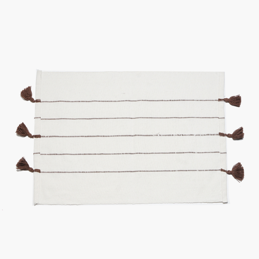 SUR LA TABLE Placemat Fabric Stripe With Tassle With Multiple Color Variations