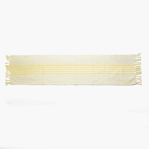 SUR LA TABLE Table Runner Fabric Stripe With Fringes Yellow With Multiple Size Variations
