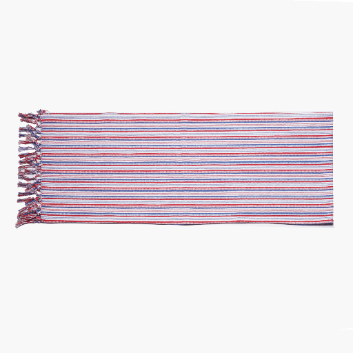 SUR LA TABLE Table Runner Fabric Stripe With Fringes Red/Blue With Multiple Size Variations