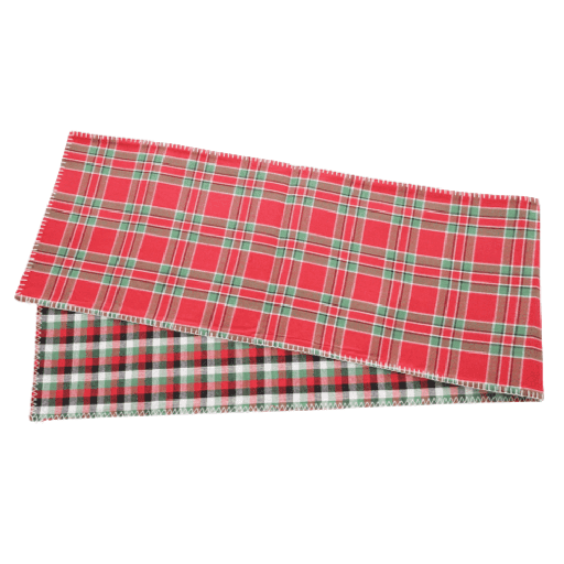 SUR LA TABLE Table Runner Fabric Plaid Red With Multiple Size Variations