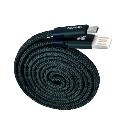 PROMATE Coiline-C Auto-rolling Fabric Braided USB-C Cable Blue