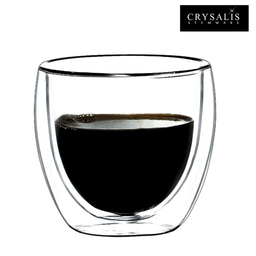 CRYSALIS Coffee Cup Double Wall Glass 80ml Set of 2