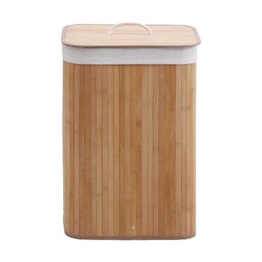 EZ SPACES Rectangular Bamboo Hamper with Fabric Liner and Rope Handle Lid