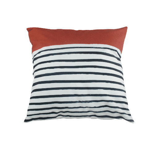 STYLE & COLLECTION Throw Pillow Case Suede 17" x 17" Stripes & Solid Brown