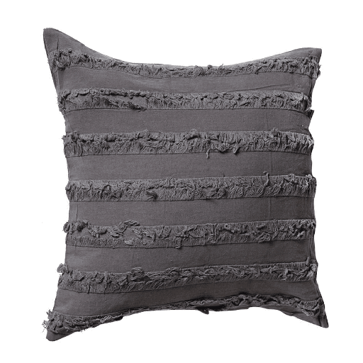 Throw Pillow Case Frayed Plain 17" x 17" Gray