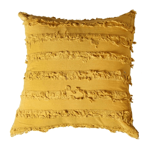 Throw Pillow Case Frayed Plain 17" x 17" Yellow