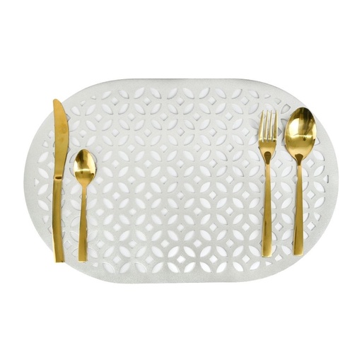 HAPPY TABLE Placemat PVC Oblong Diamond Silver 