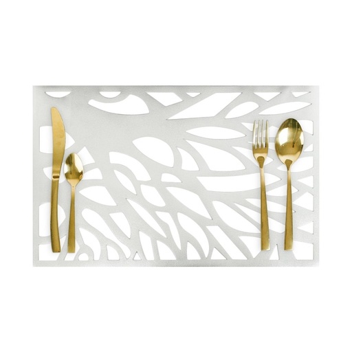 HAPPY TABLE Placemat PVC Tree Branch Pattern Silver
