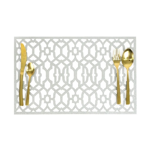 HAPPY TABLE Placemat PVC Greek Pattern Silver