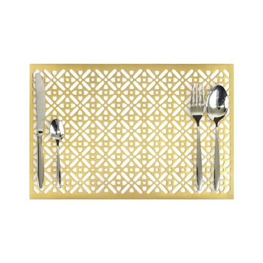 HAPPY TABLE Placemat PVC Slant Square Pattern Gold