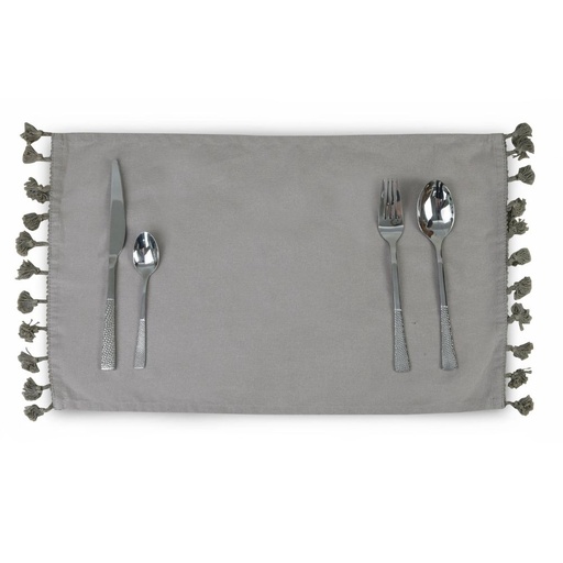 HAPPY TABLE Placemat With Tassel Light Gray