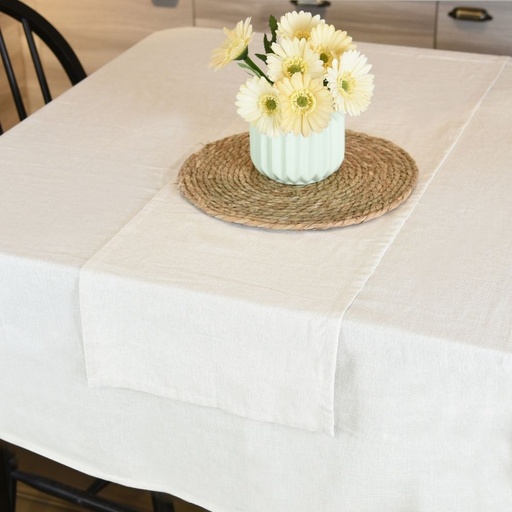 HAPPY TABLE Table Runner Hemmed Cream With Multiple Size Variations