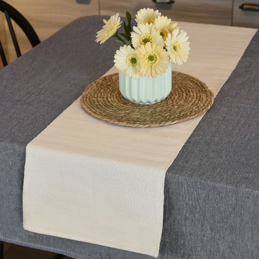 HAPPY TABLE Ribbed Table Runner Off White With Multiple Size Variations