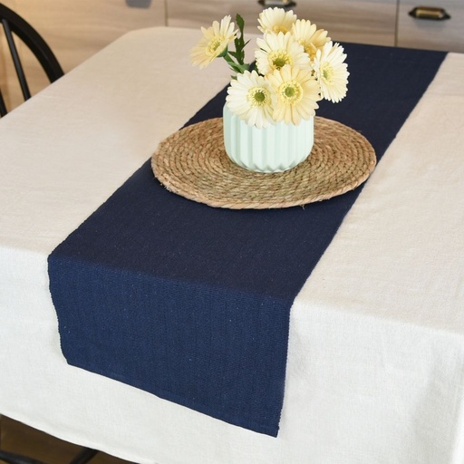 HAPPY TABLE Ribbed Table Runner Blue With Multiple Size Variations