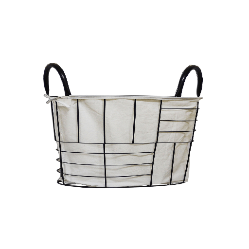 EZ SPACES Metal with Canvass Liner Rowan Oval Shaped Basket with Handle