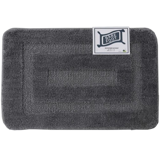 BARE FOOT Microfiber Bathroom Rug Embossed Gray With Multiple Size Variations