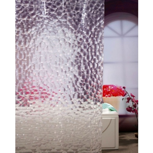 CASA BELLA Shower Curtain 3D With 12 C-Shape Rings 180cmx180cm Clear Water Drops