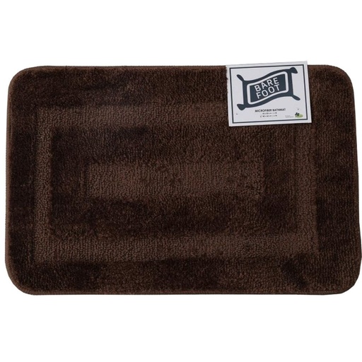 BARE FOOT Microfiber Bathroom Rug Embossed Dark Brown With Multiple Size Variations