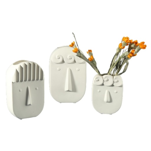 White Ceramic Vase Face Modern Design BR024-026 White