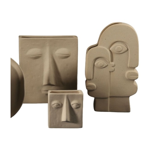 Gray Ceramic Vase Face Modern Design BR035-037 Gray