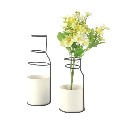 Ceramic Metal Vase Modern Design BR106-107 White