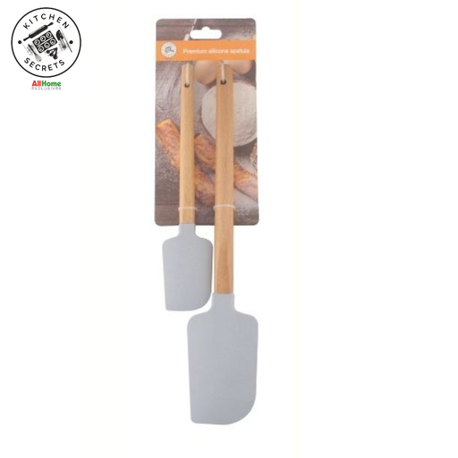 KITCHEN SECRETS STU233 2-pieces Silicone Spatula Set with beechwood handle