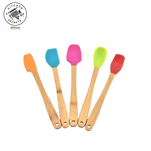 KITCHEN SECRETS STU197 5-PIECE SPATULA SET WITH  WOODEN HANDLE