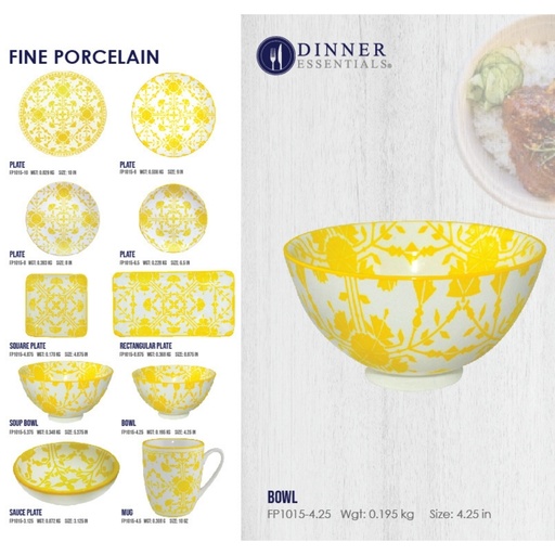 Dinner Essential Decorative Printed Dinnerware Empire Yellow