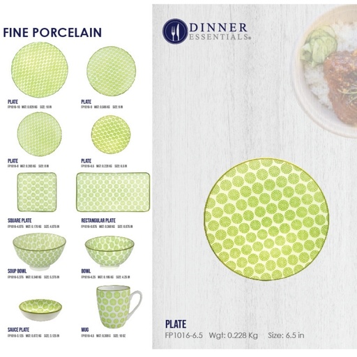 Dinner Essential Decorative Printed Dinnerware Green Circles