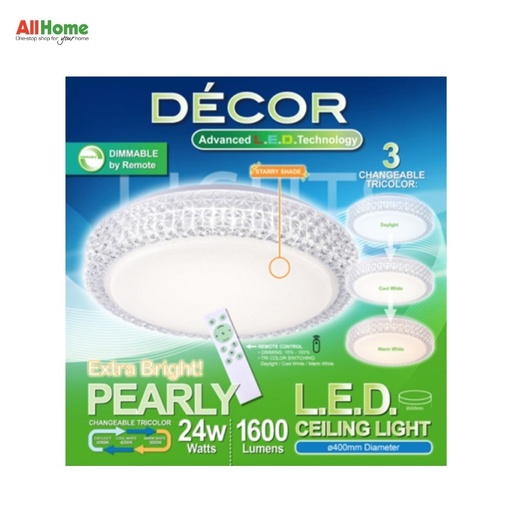 DECOR Pearly Ceiling Lamp Tri Color w/ Remote 24W