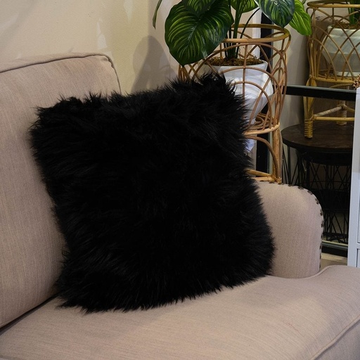 Throw Pillow Case Faux Fur 20"X20" Black