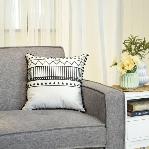 Throw Pillow Case with Tassel Triangle 17" x 17" Black And White