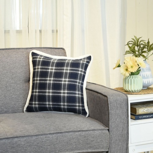 Throw Pillow Case Classic Lattice 17" x 17" Navy Blue