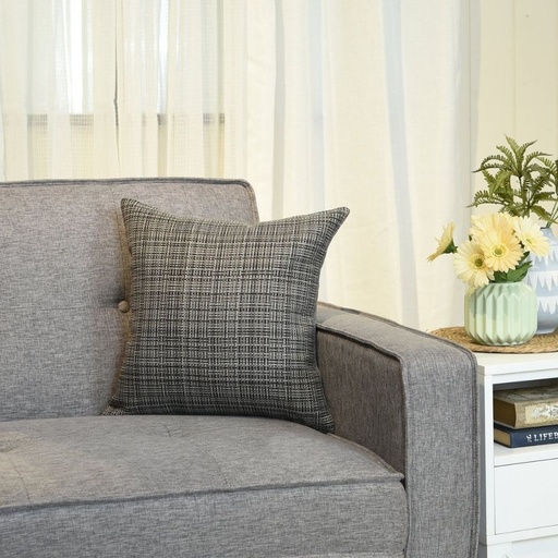 Throw Pillow Case Plaid 17" x 17" Dark Gray