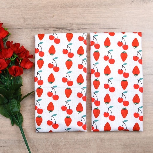 HAPPY KITCHEN Microfiber Kitchen Towel Set of 2 Cherry