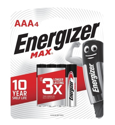 Energizer Battery E92Bp4 Max AAA by 4s Carbon Zinc