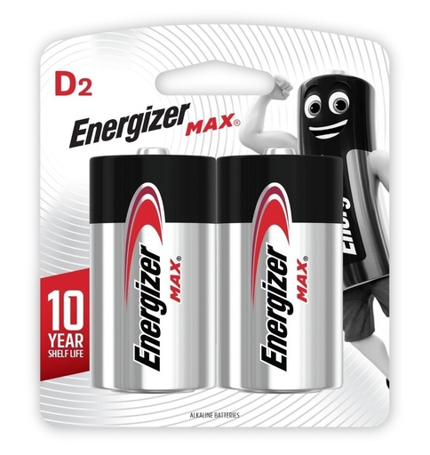 Energizer Battery E95Bp2 Max D by 2s Carbon Zinc