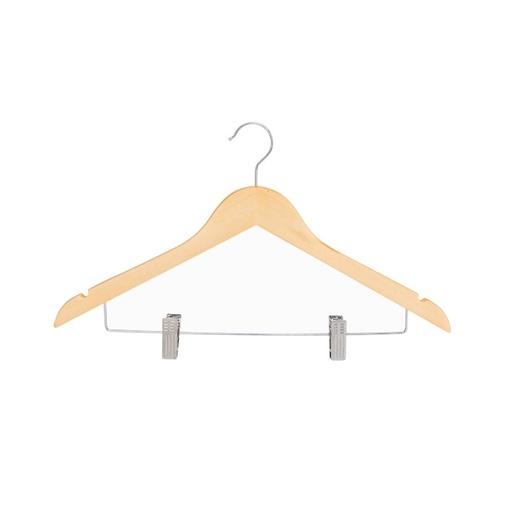 EZ SPACES 3pcs Wooden Shirt Hanger with Metal Clips