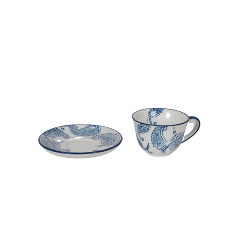 ONAIDA Porcelain Cup and Saucer with Handpainted Feather Design