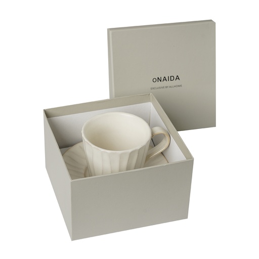 ONAIDA Stoneware White Cup and Saucer