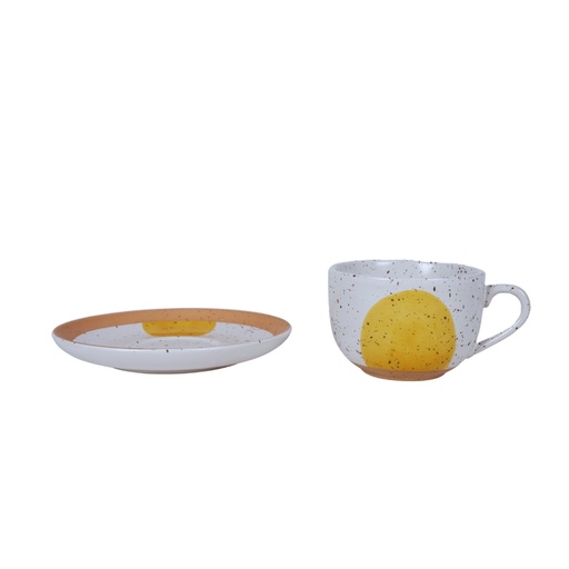 ONAIDA Stoneware Cup and Saucer Yellow set of 4
