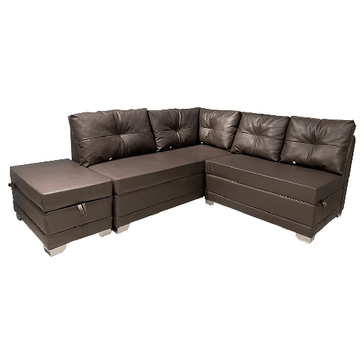 Hemady Corner L-Shape Sofa Set with Storage Ottoman